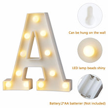 Load image into Gallery viewer, White Plastic Letter LED Night Light Marquee Sign Alphabet Lights Lamp Home Club Outdoor Indoor Party Wedding Home Decoration - Super Vip Store
