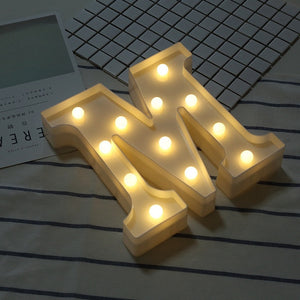 White Plastic Letter LED Night Light Marquee Sign Alphabet Lights Lamp Home Club Outdoor Indoor Party Wedding Home Decoration - Super Vip Store