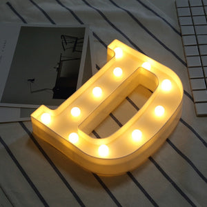 White Plastic Letter LED Night Light Marquee Sign Alphabet Lights Lamp Home Club Outdoor Indoor Party Wedding Home Decoration - Super Vip Store