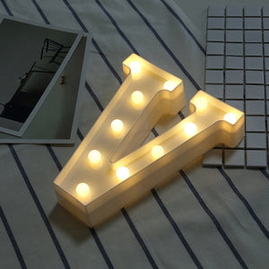 White Plastic Letter LED Night Light Marquee Sign Alphabet Lights Lamp Home Club Outdoor Indoor Party Wedding Home Decoration - Super Vip Store