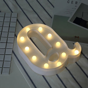 White Plastic Letter LED Night Light Marquee Sign Alphabet Lights Lamp Home Club Outdoor Indoor Party Wedding Home Decoration - Super Vip Store