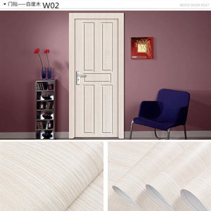 Wood Grain Door Sticker Waterproof Adhesive Wallpaper Wooden Door Renovation Cabinet Furniture Home Decor DIY Wall Mural Decals - Super Vip Store
