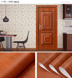 Wood Grain Door Sticker Waterproof Adhesive Wallpaper Wooden Door Renovation Cabinet Furniture Home Decor DIY Wall Mural Decals - Super Vip Store