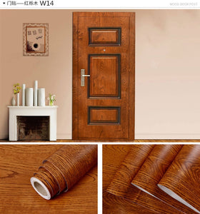 Wood Grain Door Sticker Waterproof Adhesive Wallpaper Wooden Door Renovation Cabinet Furniture Home Decor DIY Wall Mural Decals - Super Vip Store