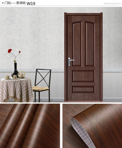 Wood Grain Door Sticker Waterproof Adhesive Wallpaper Wooden Door Renovation Cabinet Furniture Home Decor DIY Wall Mural Decals - Super Vip Store