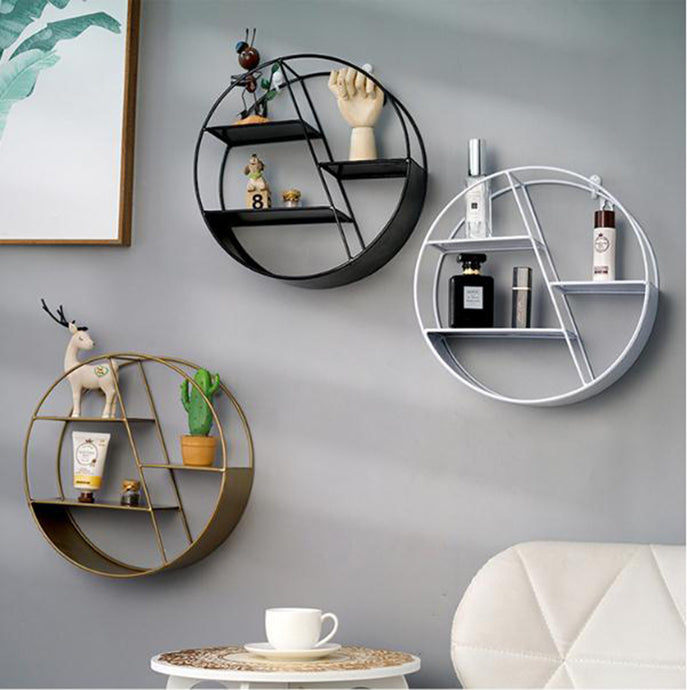 Nordic Style Metal Decorative Shelf round Hexagon storage holder rack Shelves Home wall Decoration Potted ornament holder rack - Super Vip Store