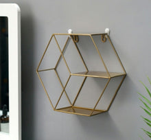 Load image into Gallery viewer, Nordic Style Metal Decorative Shelf round Hexagon storage holder rack Shelves Home wall Decoration Potted ornament holder rack - Super Vip Store

