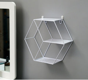 Nordic Style Metal Decorative Shelf round Hexagon storage holder rack Shelves Home wall Decoration Potted ornament holder rack - Super Vip Store