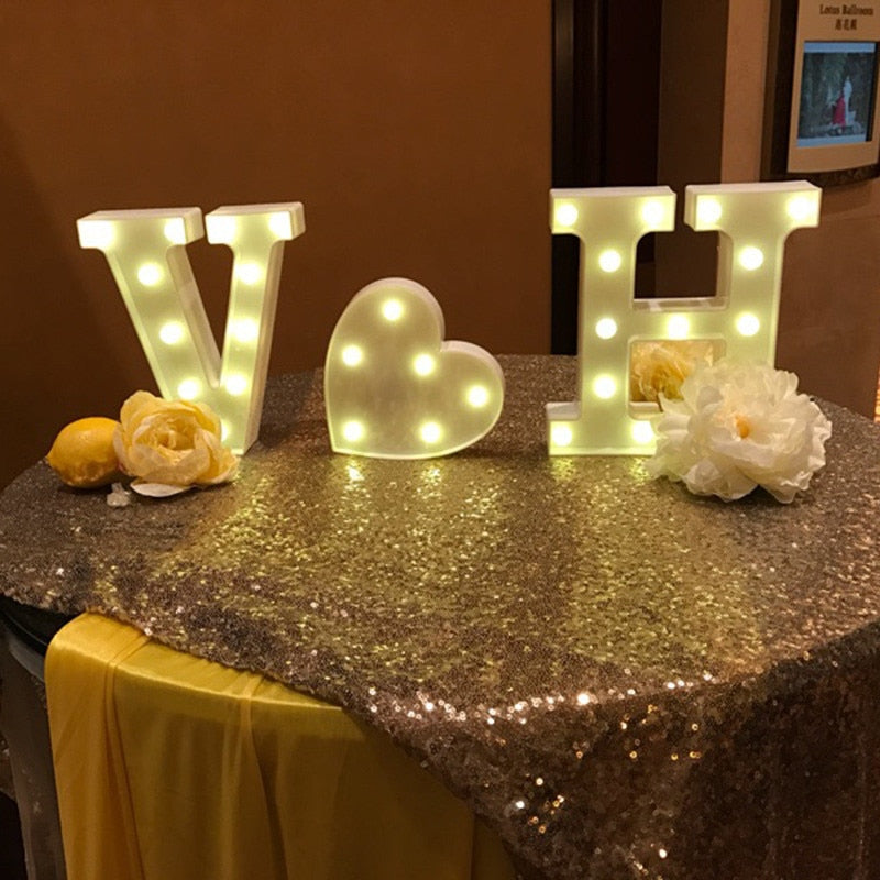 Luminous LED Letter Night Light Creative 26 English Alphabet Number Battery Lamp Romantic Wedding Party Decoration - Super Vip Store